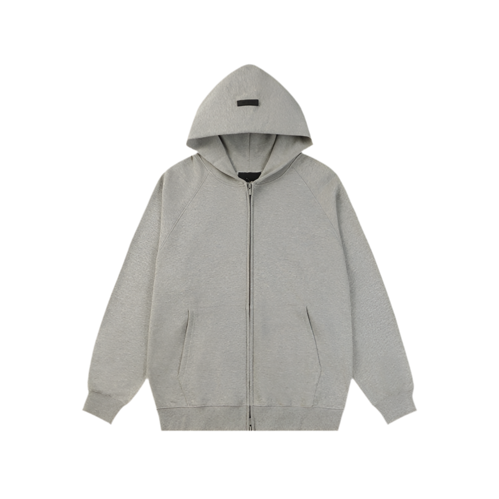Essentials Cream Logo Zip-Up