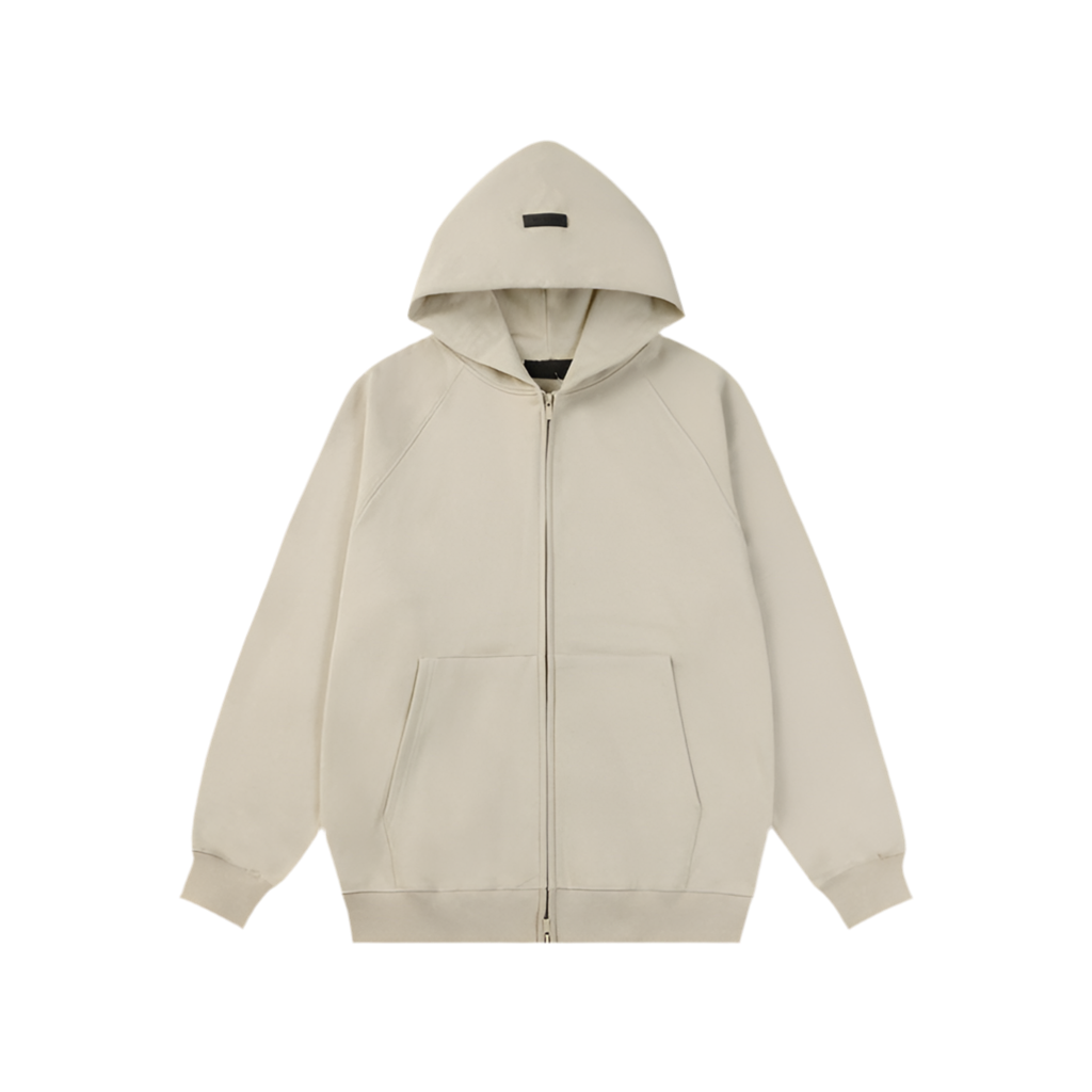 Essentials Cream Logo Zip-Up